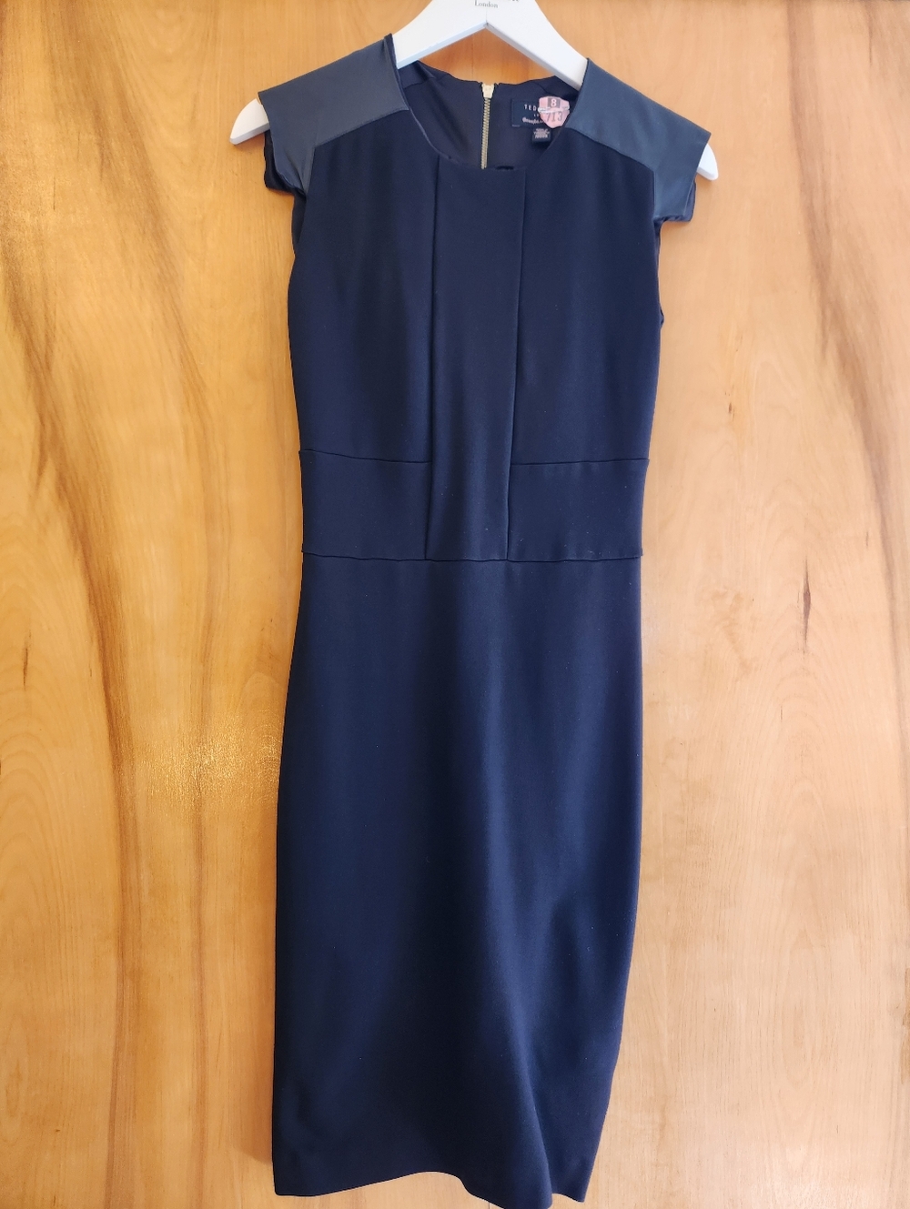 Ted Baker London Women's Leather Trim Bodycon Dress in Black, Size 0
